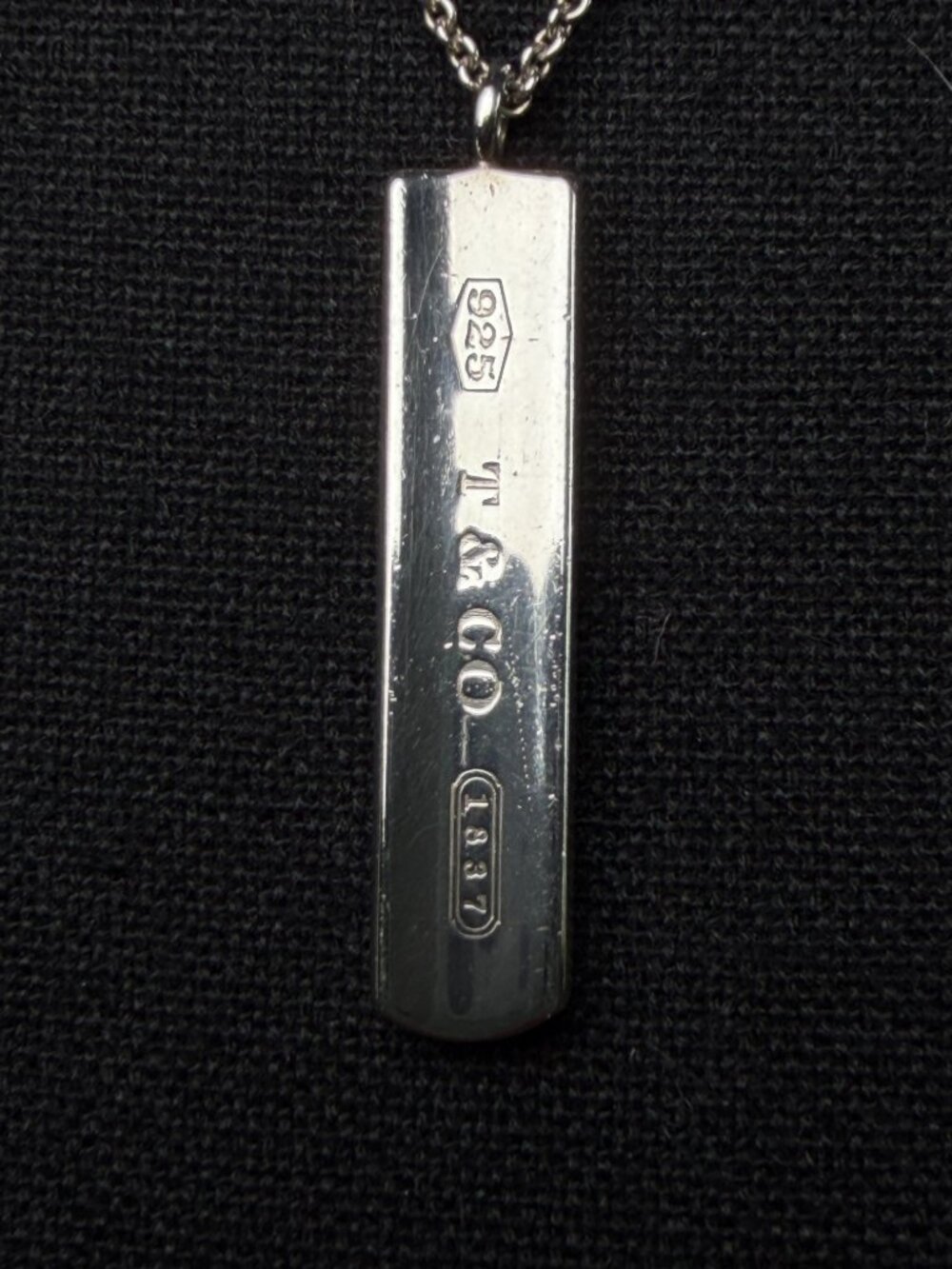 TIFFANY and CO 1837 Sterling Silver 925 18" Bar Pendant Necklace Vintage - Picture 5 of 13